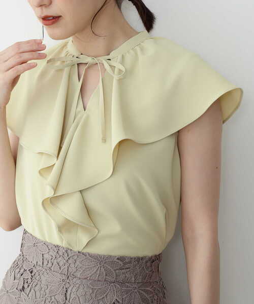 N.（N. Natural Beauty Basic）（エヌエヌナチュラルビューティーベーシック）の「◆フリルカラーブラウス（シャツ/ブラウス・レディース・ブルー/イエロー/ホワイト・MEDIUM）」の16枚目の写真