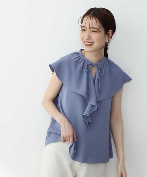 N.（N. Natural Beauty Basic）（エヌエヌナチュラルビューティーベーシック）の「◆フリルカラーブラウス（シャツ/ブラウス・レディース・ブルー/イエロー/ホワイト・MEDIUM）」の22枚目の写真