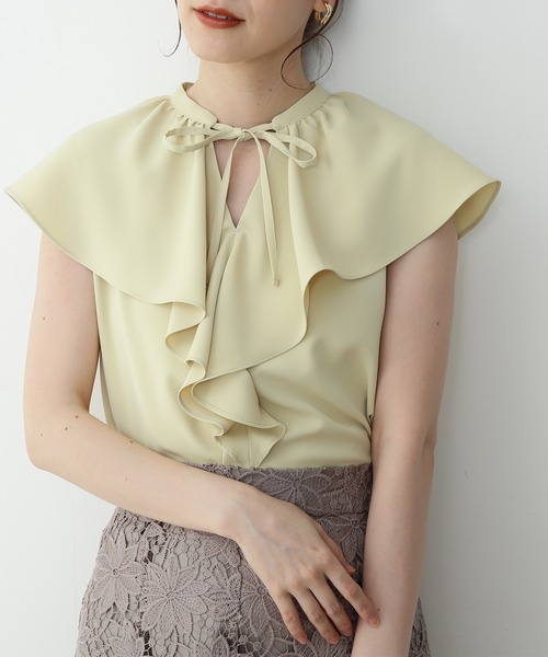 N.（N. Natural Beauty Basic）（エヌエヌナチュラルビューティーベーシック）の「◆フリルカラーブラウス（シャツ/ブラウス・レディース・ブルー/イエロー/ホワイト・MEDIUM）」の10枚目の写真