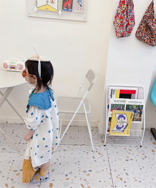 aimoha（アイモハ）の「aimoha-KIDS- 子供服　配色ビッグカラードット柄ワンピース（ワンピース・キッズ・イエロー/ブルー・90/100/110/120/130/80）」の10枚目の写真