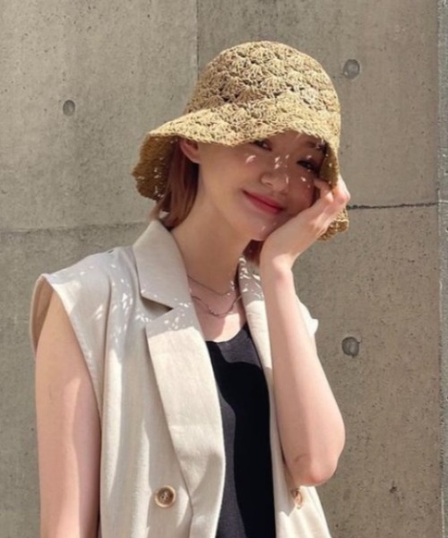 RODEO CROWNS WIDE BOWL(ロデオクラウンズワイドボウル)の「BRAID COLOR HAT(ハット・レディース・ベージュ/ネイビー/レッド・FREE)」の2枚目の写真