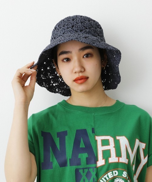 RODEO CROWNS WIDE BOWL(ロデオクラウンズワイドボウル)の「BRAID COLOR HAT(ハット・レディース・ベージュ/ネイビー/レッド・FREE)」の3枚目の写真