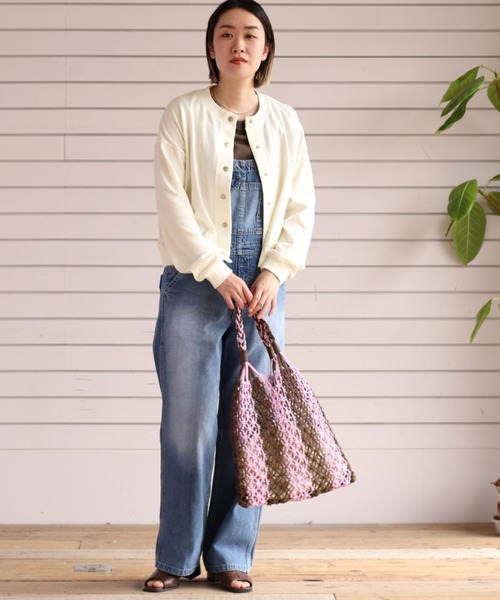 cepo（セポ）の「ストライプマクラメバッグ（ハンドバッグ・レディース・オフホワイト/パープル/ホワイト×ブラウン・FREE）」の9枚目の写真