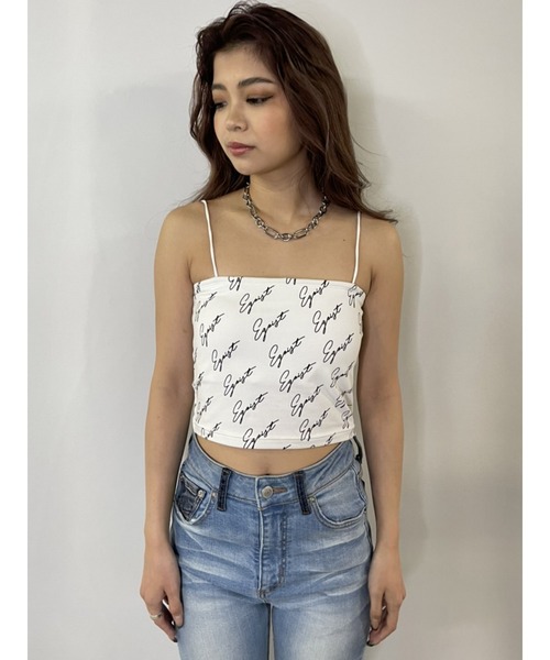 EGOIST（エゴイスト）の「総ロゴプリントビスチェ（キャミソール・レディース・ホワイト/ブラック・FREE）」の10枚目の写真