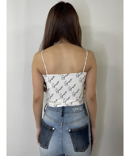 EGOIST（エゴイスト）の「総ロゴプリントビスチェ（キャミソール・レディース・ホワイト/ブラック・FREE）」の12枚目の写真