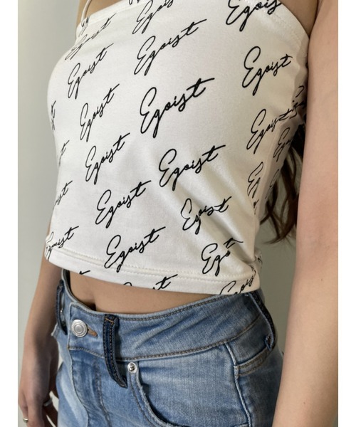 EGOIST（エゴイスト）の「総ロゴプリントビスチェ（キャミソール・レディース・ホワイト/ブラック・FREE）」の14枚目の写真