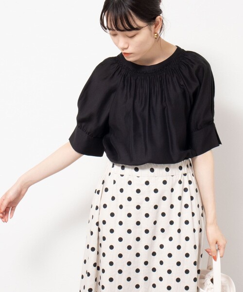 NOLLEY’S(ノーリーズ)の「ソフトオーガンジーブラウス(シャツ/ブラウス・レディース・ミント/ネイビー/ベビーピンク/ブラック/ラベンダー/ブラウン・36/38)」の9枚目の写真