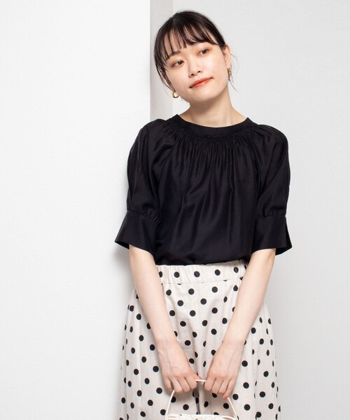 NOLLEY’S(ノーリーズ)の「ソフトオーガンジーブラウス(シャツ/ブラウス・レディース・ミント/ネイビー/ベビーピンク/ブラック/ラベンダー/ブラウン・36/38)」の7枚目の写真