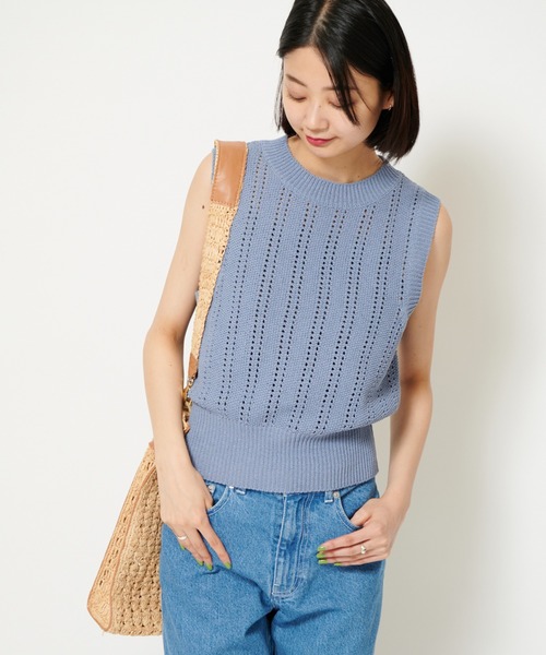 U by SPICK&SPAN(ユーバイスピックアンドスパン)の「ニットショートベスト(Tシャツ/カットソー・レディース・ブラック/ホワイト/ブルー・FREE)」の10枚目の写真