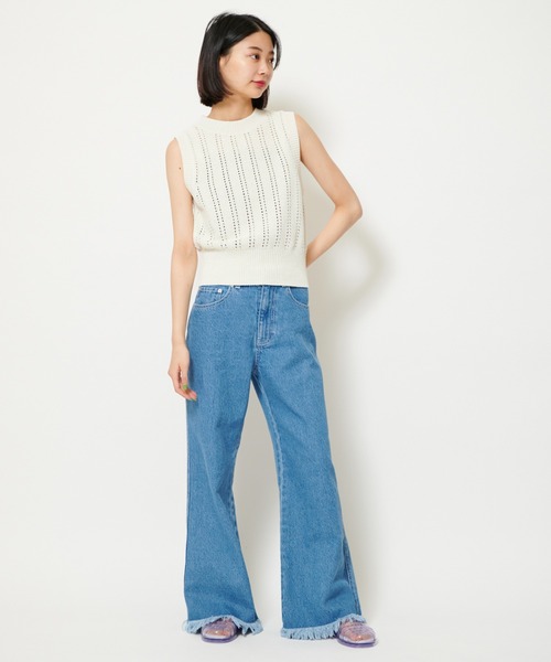 U by SPICK&SPAN(ユーバイスピックアンドスパン)の「ニットショートベスト(Tシャツ/カットソー・レディース・ブラック/ホワイト/ブルー・FREE)」の7枚目の写真