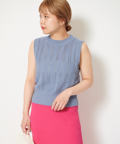 U by SPICK&SPAN(ユーバイスピックアンドスパン)の「ニットショートベスト(Tシャツ/カットソー・レディース・ブラック/ホワイト/ブルー・FREE)」の12枚目の写真