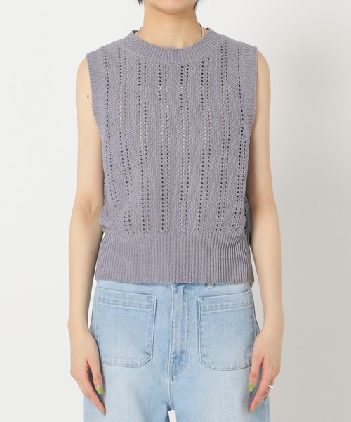 U by SPICK&SPAN(ユーバイスピックアンドスパン)の「ニットショートベスト(Tシャツ/カットソー・レディース・ブラック/ホワイト/ブルー・FREE)」の21枚目の写真