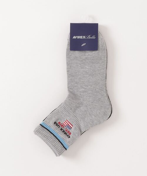 AVIREX（アヴィレックス）の「LINE CREW SOCKS/ ラインクルーソックス（ソックス/靴下・レディース・グレー/オフホワイト/ブラック・FREE）」の3枚目の写真