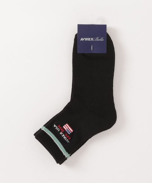 AVIREX（アヴィレックス）の「LINE CREW SOCKS/ ラインクルーソックス（ソックス/靴下・レディース・グレー/オフホワイト/ブラック・FREE）」の2枚目の写真