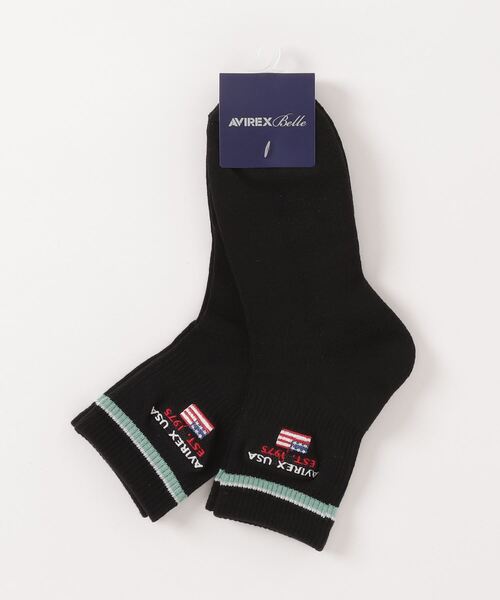 AVIREX（アヴィレックス）の「LINE CREW SOCKS/ ラインクルーソックス（ソックス/靴下・レディース・グレー/オフホワイト/ブラック・FREE）」の6枚目の写真
