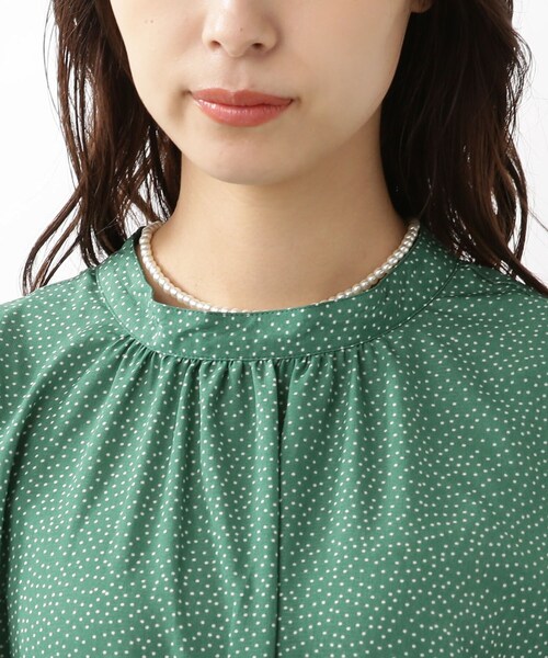 DRESKIP(ドレスキップ)の「◆【洗える】ドット柄プリ-ツ切り替えワンピース(ワンピース・レディース・ネイビー系/ホワイト系3/グリーン系その他2・02/03/04)」の4枚目の写真