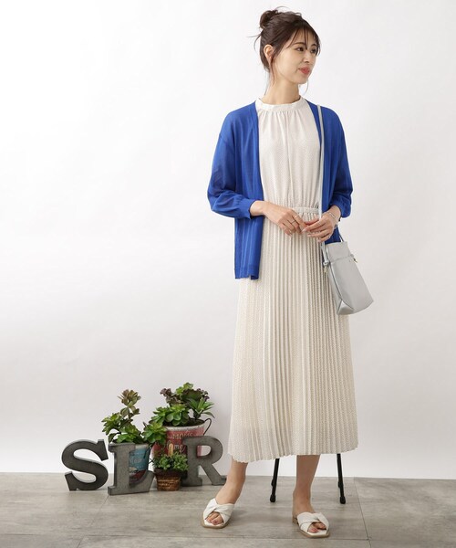 DRESKIP(ドレスキップ)の「◆【洗える】ドット柄プリ-ツ切り替えワンピース(ワンピース・レディース・ネイビー系/ホワイト系3/グリーン系その他2・02/03/04)」の5枚目の写真