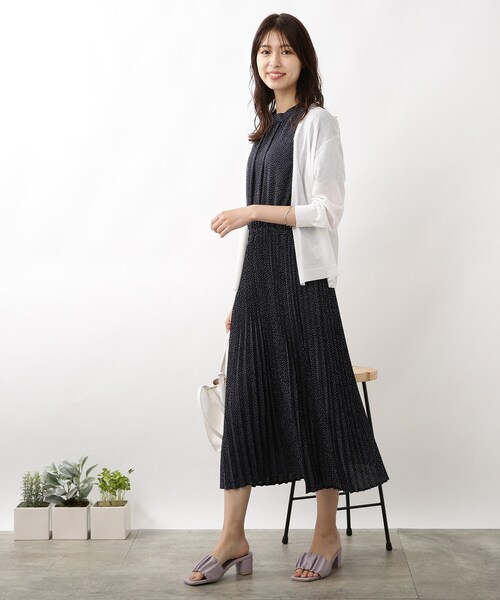 DRESKIP(ドレスキップ)の「◆【洗える】ドット柄プリ-ツ切り替えワンピース(ワンピース・レディース・ネイビー系/ホワイト系3/グリーン系その他2・02/03/04)」の6枚目の写真