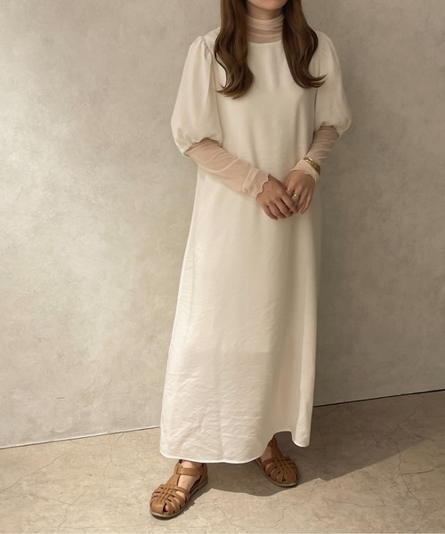 apres jour clair（アプレジュールクレア）の「【apres jour clair】パフスリーブバックオープンワンピース【ZOZOTOWN限定アイテム】（ワンピース・レディース・ベージュ/オフホワイト・フリー/X-LARGE）」の12枚目の写真