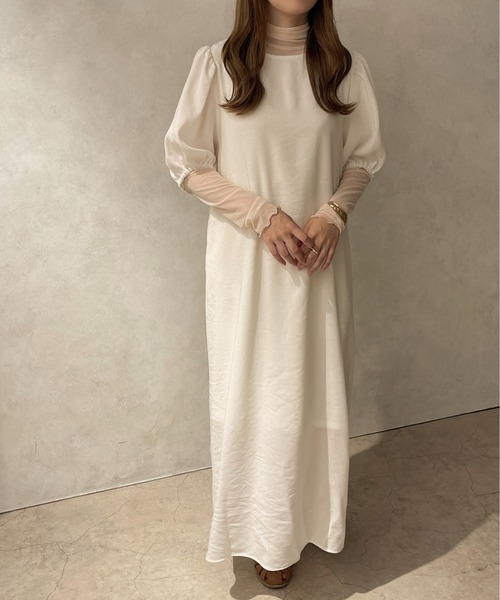 apres jour clair（アプレジュールクレア）の「【apres jour clair】パフスリーブバックオープンワンピース【ZOZOTOWN限定アイテム】（ワンピース・レディース・ベージュ/オフホワイト・フリー/X-LARGE）」の13枚目の写真