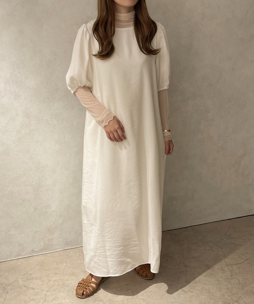 apres jour clair（アプレジュールクレア）の「【apres jour clair】パフスリーブバックオープンワンピース【ZOZOTOWN限定アイテム】（ワンピース・レディース・ベージュ/オフホワイト・フリー/X-LARGE）」の14枚目の写真