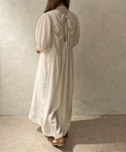 apres jour clair（アプレジュールクレア）の「【apres jour clair】パフスリーブバックオープンワンピース【ZOZOTOWN限定アイテム】（ワンピース・レディース・ベージュ/オフホワイト・フリー/X-LARGE）」の16枚目の写真