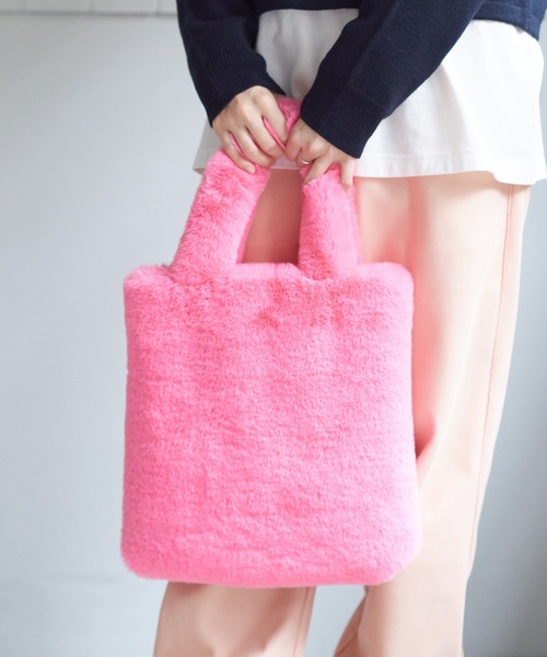 bulle de savon(ビュルデサボン)の「mofumofu トートバッグ(トートバッグ・レディース・ピンク/グリーン・FREE)」の14枚目の写真