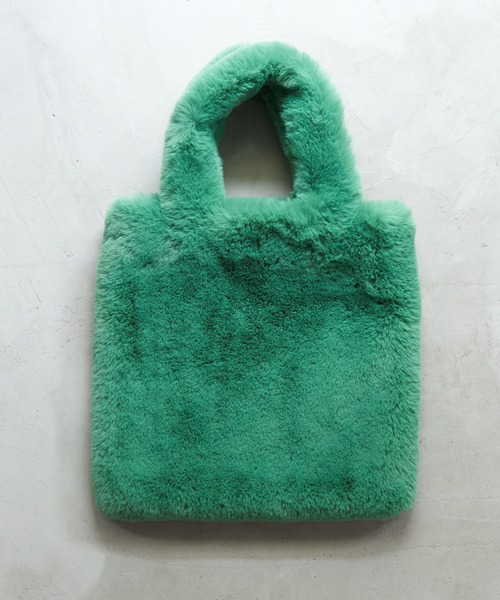 bulle de savon(ビュルデサボン)の「mofumofu トートバッグ(トートバッグ・レディース・ピンク/グリーン・FREE)」の3枚目の写真