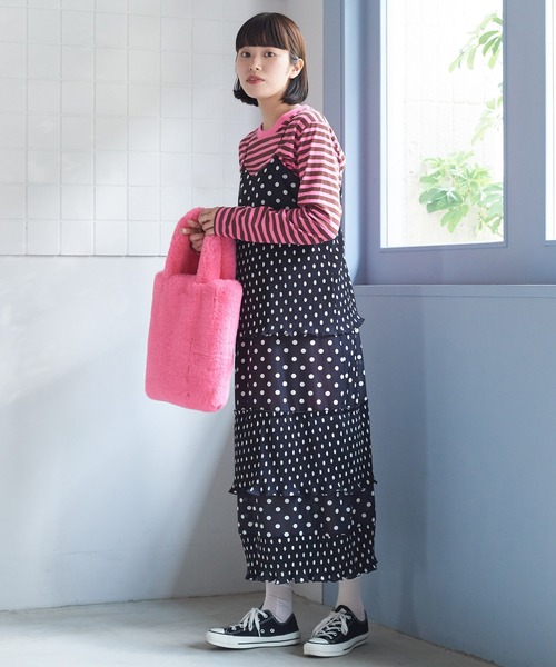 bulle de savon(ビュルデサボン)の「mofumofu トートバッグ(トートバッグ・レディース・ピンク/グリーン・FREE)」の13枚目の写真