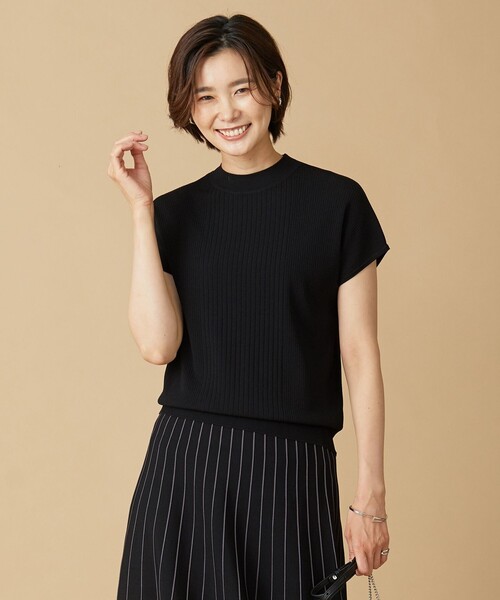 J.PRESS Ladies(J.プレス レディス)の「【洗える】 レーヨンエリートストレッチ フレンチスリーブ ニット(ニット/セーター・レディース・ダークグリーン系/オレンジ系/ブラック系/ベージュ系・SMALL)」の2枚目の写真