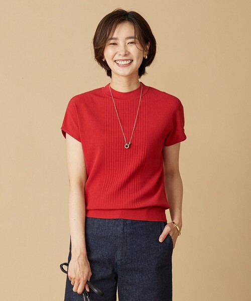 J.PRESS Ladies(J.プレス レディス)の「【洗える】 レーヨンエリートストレッチ フレンチスリーブ ニット(ニット/セーター・レディース・ダークグリーン系/オレンジ系/ブラック系/ベージュ系・SMALL)」の4枚目の写真
