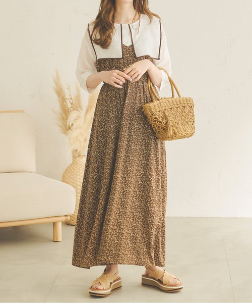 Amble Neigeアイボリー花柄羽織とキャミワンピースとチュール帯 forksy.】【オケージョン対応】花柄刺繍レースワンピース