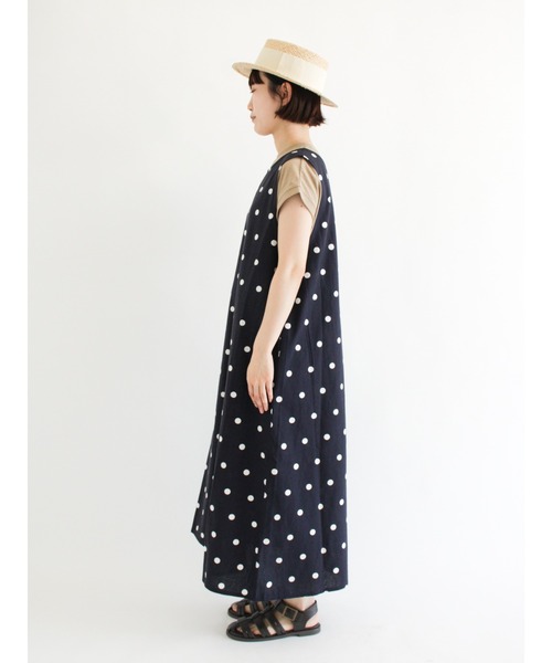 Samansa Mos2（サマンサ モスモス）の「ドット柄ノースリーブワンピース（ワンピース・レディース・ベージュ/ネイビー/グリーン/チャコール・ﾌﾘ-）」の12枚目の写真
