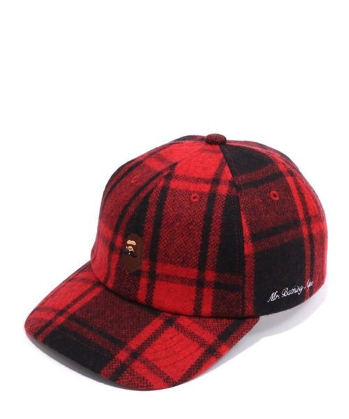 Mr. BATHING APE（ミスターベイシングエイプ）の「MR BATHING APE FLANNEL CHECK CAP M（キャップ・メンズ・ブラック/レッド・FREE）」の2枚目の写真