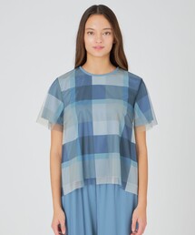 BLUE LABEL CRESTBRIDGE チェックチュールプリントカットソー BLUE LABEL CRESTBRIDGE（ブルーレーベルクレストブリッジ）の