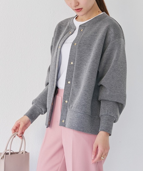 INCEDE（インシード）の「スナップボタンカーディガン（カーディガン/ボレロ・レディース・ブラック/ブルー/グレイッシュベージュ/チャコールグレー/ライトベージュ・LL/3L/4L/M/L）」の3枚目の写真