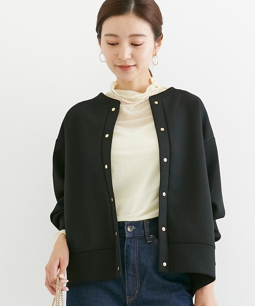 INCEDE（インシード）の「スナップボタンカーディガン（カーディガン/ボレロ・レディース・ブラック/ブルー/グレイッシュベージュ/チャコールグレー/ライトベージュ・LL/3L/4L/M/L）」の7枚目の写真