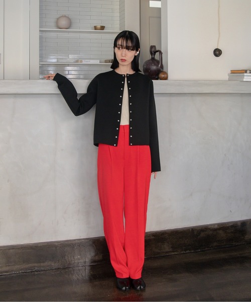 VACANCY（ヴァカンシー）の「ダブルクロス テーパードスラックスパンツ（スラックス・レディース・ホワイト/ブラウン/レッド/ブルー・SMALL/MEDIUM/LARGE）」の18枚目の写真