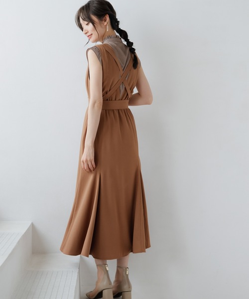 LADYMADE(レディメイド)の「バッククロスマーメイドジャンスカ(ジャンパースカート・レディース・その他1/キャメル/ブラック・FREE)」の5枚目の写真