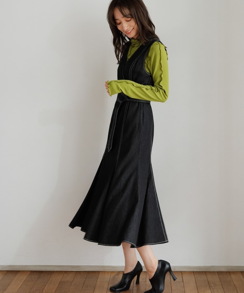 LADYMADE(レディメイド)の「バッククロスマーメイドジャンスカ(ジャンパースカート・レディース・その他1/キャメル/ブラック・FREE)」の16枚目の写真