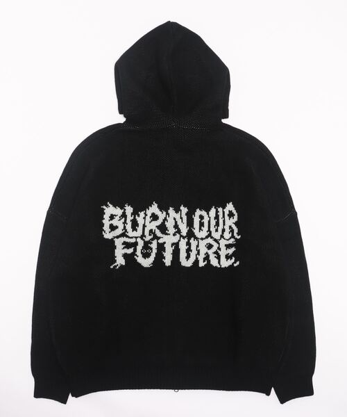 【AJOBYAJO/アジョバイアジョ】Oversized (19) Slogan Wool Knit Zip-Up Hoodie/オーバーサイズ ロゴ ニット ジップアップ フーディー パーカー ジップパーカー 秋服 冬服