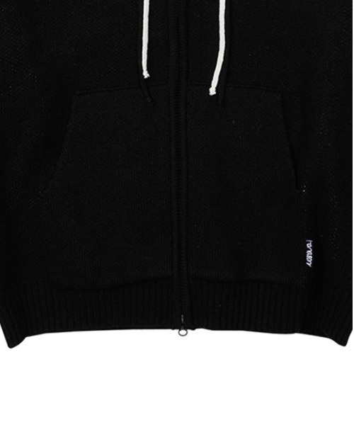 【AJOBYAJO/アジョバイアジョ】Oversized (19) Slogan Wool Knit Zip-Up Hoodie/オーバーサイズ ロゴ ニット ジップアップ フーディー パーカー ジップパーカー 秋服 冬服