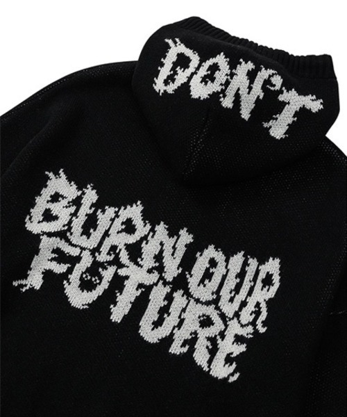 【AJOBYAJO/アジョバイアジョ】Oversized (19) Slogan Wool Knit Zip-Up Hoodie/オーバーサイズ ロゴ ニット ジップアップ フーディー パーカー ジップパーカー 秋服 冬服