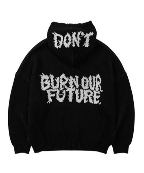 【AJOBYAJO/アジョバイアジョ】Oversized (19) Slogan Wool Knit Zip-Up Hoodie/オーバーサイズ ロゴ ニット ジップアップ フーディー パーカー ジップパーカー 秋服 冬服