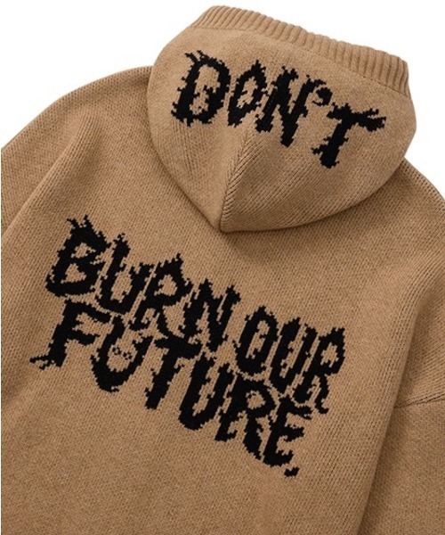 【AJOBYAJO/アジョバイアジョ】Oversized (19) Slogan Wool Knit Zip-Up Hoodie/オーバーサイズ ロゴ ニット ジップアップ フーディー パーカー ジップパーカー 秋服 冬服