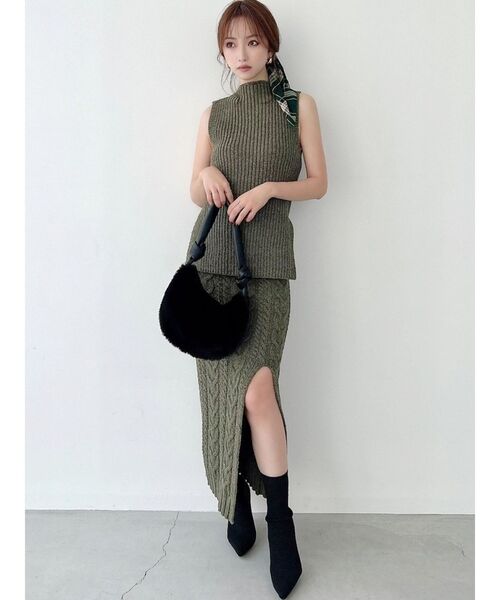 RESEXXY（リゼクシー）の「シアーチェックスカーフ（バンダナ/スカーフ・レディース・ベージュ/グリーン・FREE）」の10枚目の写真