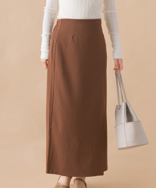 OMNES（オムネス）の「梨地ストレッチツイルフロントスリットタイトスカート（スカート・レディース・ブラック/ベージュ/パープル/ブラウン・FREE）」の5枚目の写真