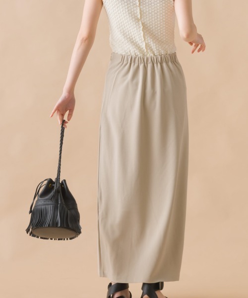 OMNES（オムネス）の「梨地ストレッチツイルフロントスリットタイトスカート（スカート・レディース・ブラック/ベージュ/パープル/ブラウン・FREE）」の12枚目の写真