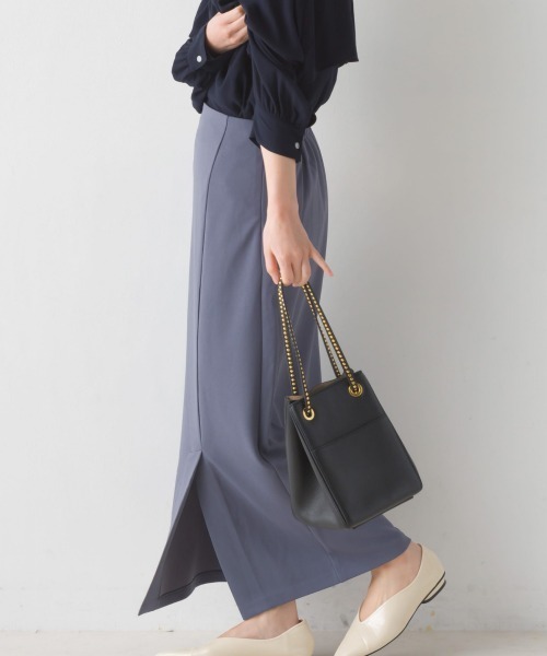 OMNES（オムネス）の「梨地ストレッチツイルフロントスリットタイトスカート（スカート・レディース・ブラック/ベージュ/パープル/ブラウン・FREE）」の16枚目の写真