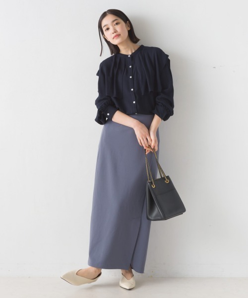 OMNES（オムネス）の「梨地ストレッチツイルフロントスリットタイトスカート（スカート・レディース・ブラック/ベージュ/パープル/ブラウン・FREE）」の18枚目の写真